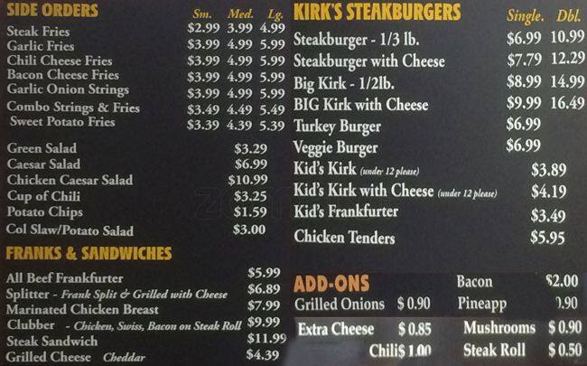 Kirk S Menu Menu For Kirk S Willow Glen San Jose