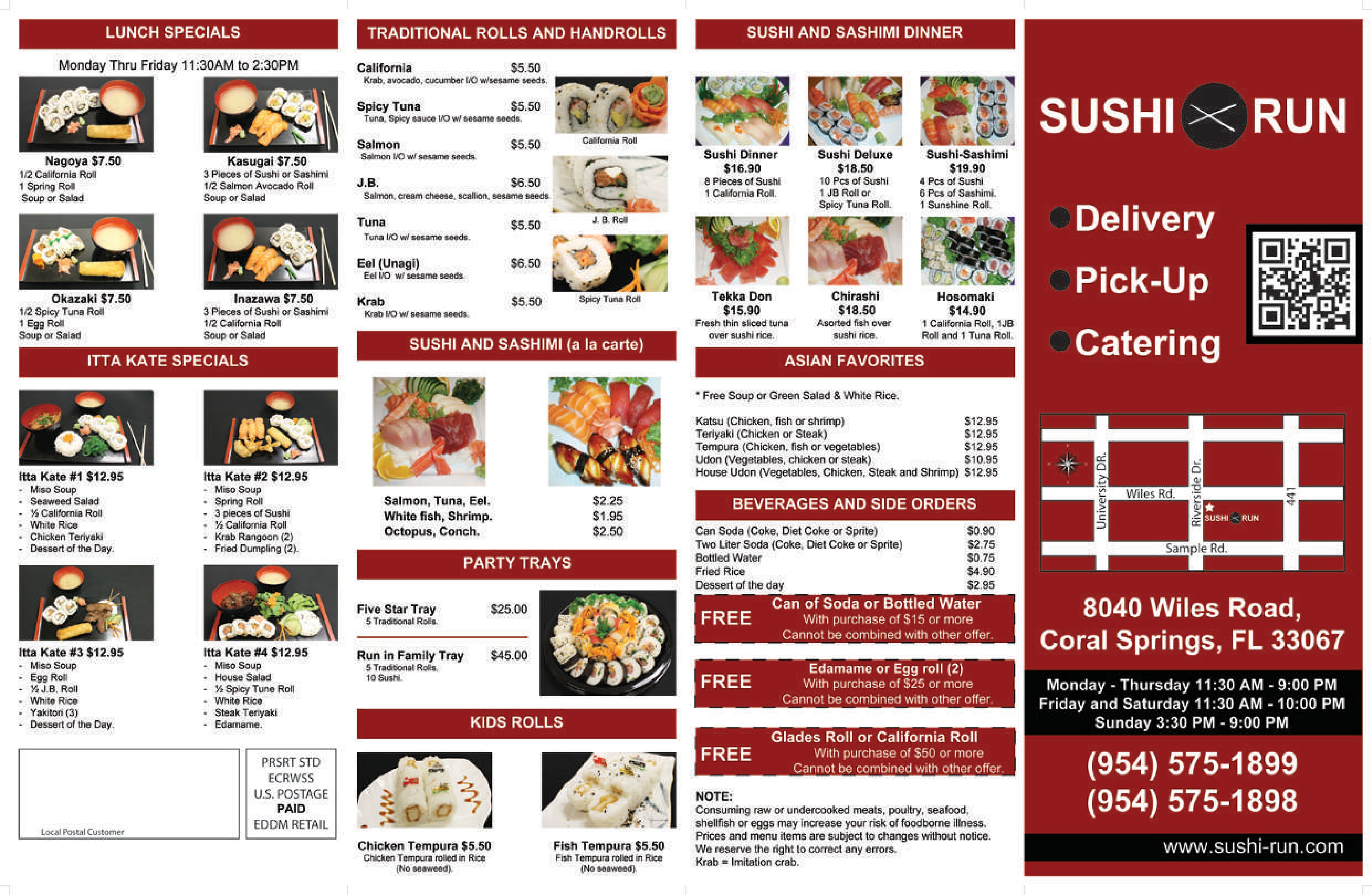 Sushi Run Menu, Menu for Sushi Run, Coral Springs, Miami Urbanspoon