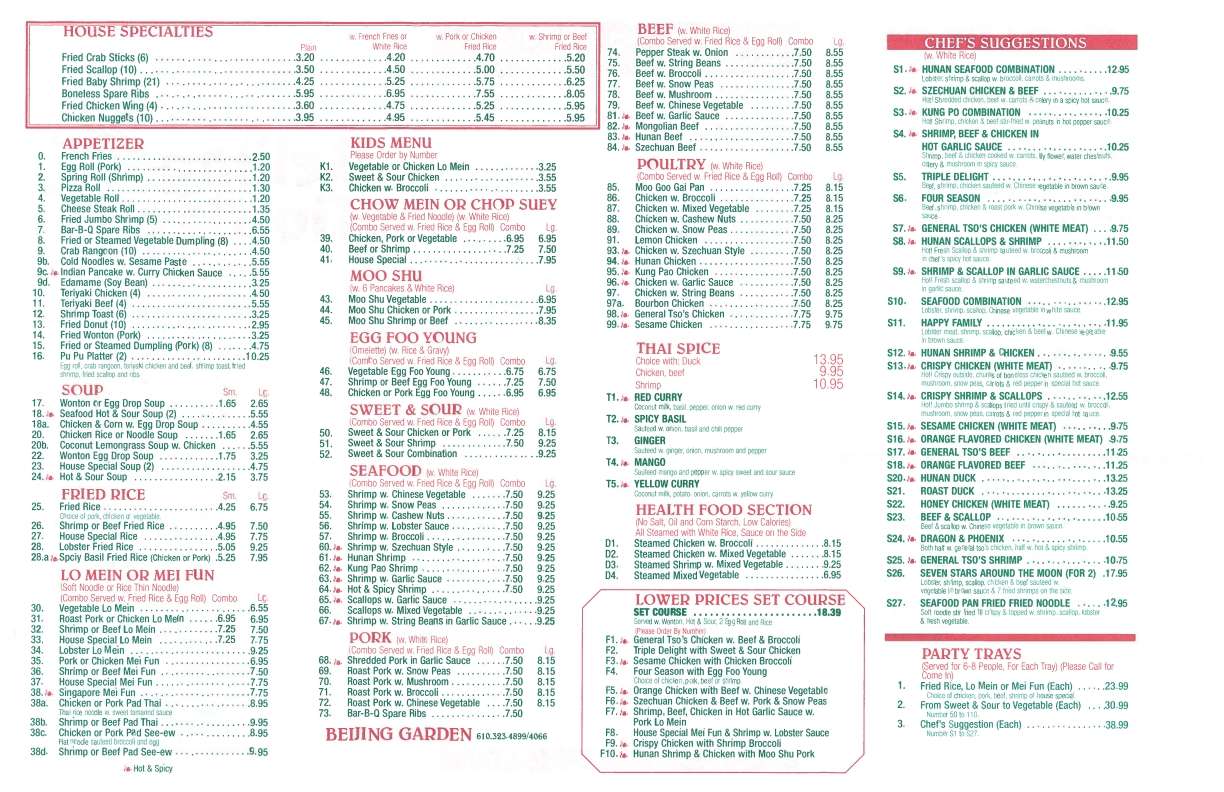 Beijing Garden Menu Menu For Beijing Garden Pottstown