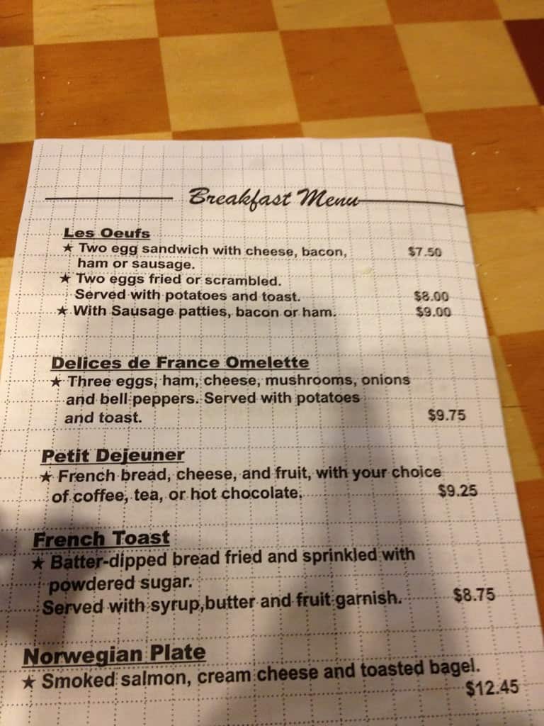 Les Delices De France Menu, Menu for Les Delices De France, Vail, Vail