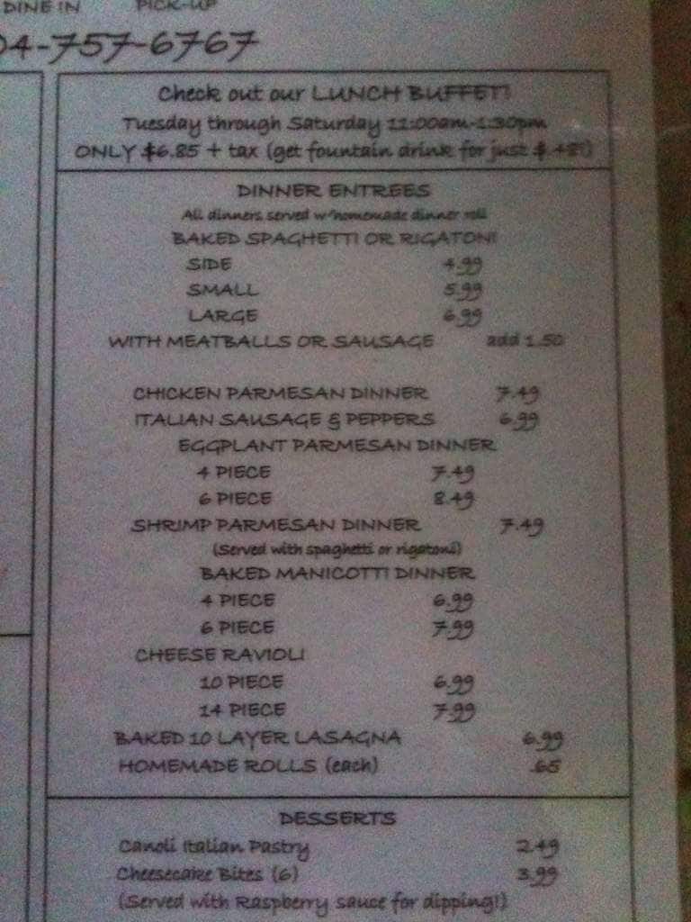 Menu at Graziano's Pizza pizzeria, Teays Valley