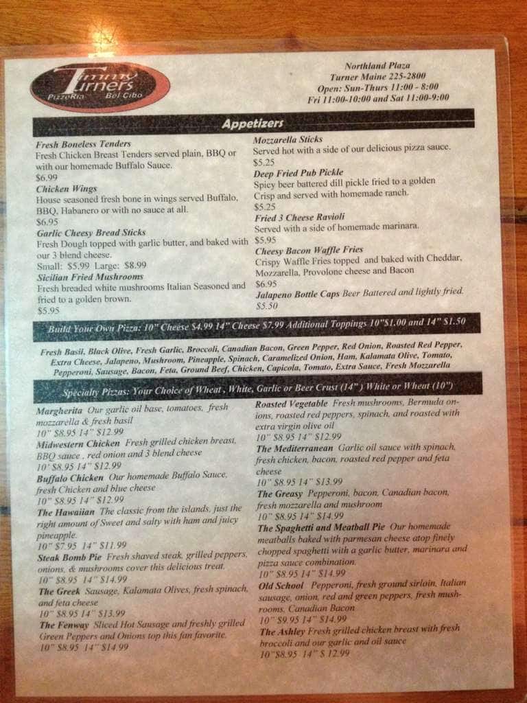 Timmy Turner's Menu, Menu for Timmy Turner's, Turner, Turner