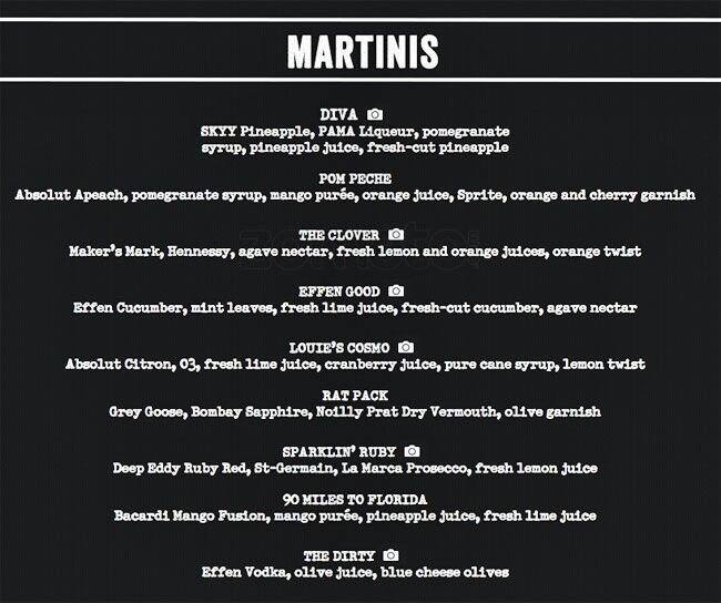 Menu at Bar Louie The Shops at Park Lane, Dallas, Park Ln Suite C310