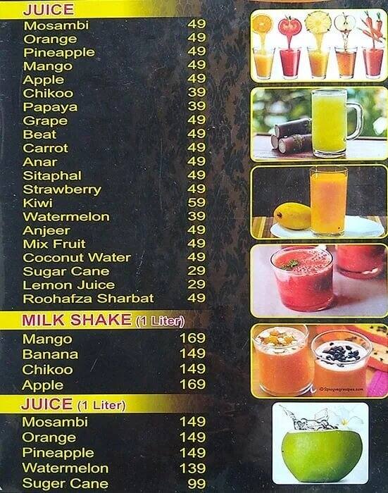 Menu of KGN Fruits And Juice Center, Bandra Kurla Complex, Mumbai