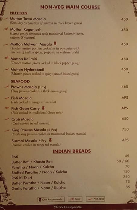 Hotel Rishi menu