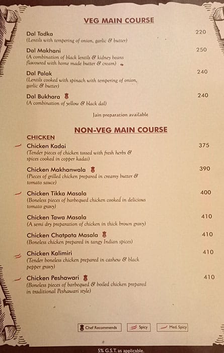 Hotel Rishi menu
