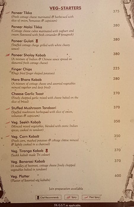 Hotel Rishi menu
