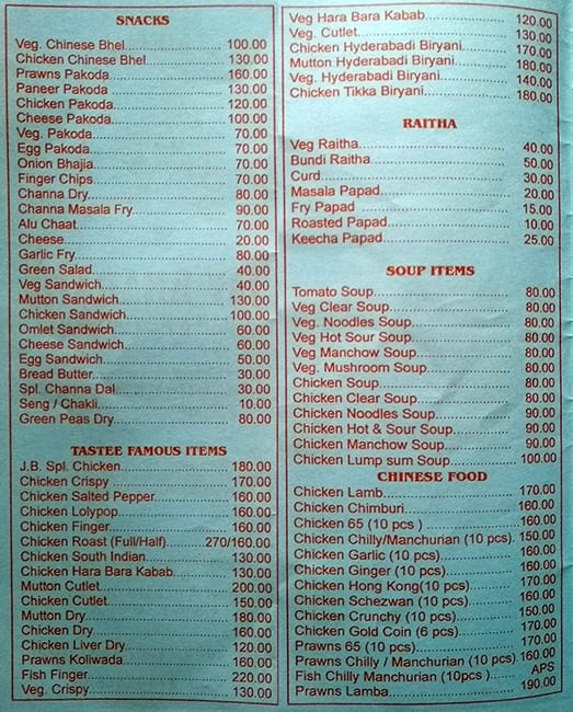 Jay Bharat Bar & Restaurant menu