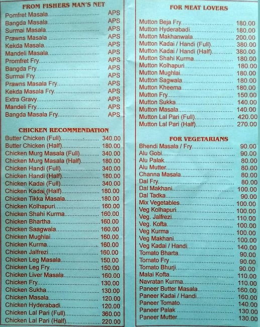 Jay Bharat Bar & Restaurant menu