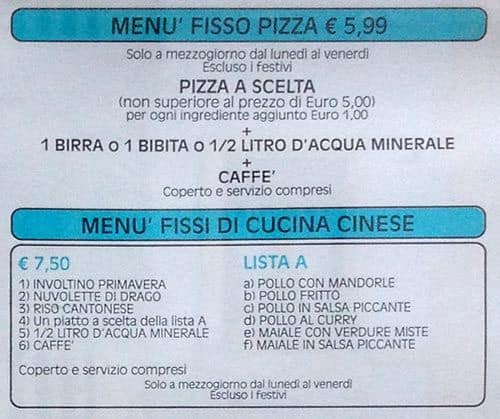 Menu di Giardino D'oro 