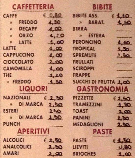 Menu di BAR GRANELLA 