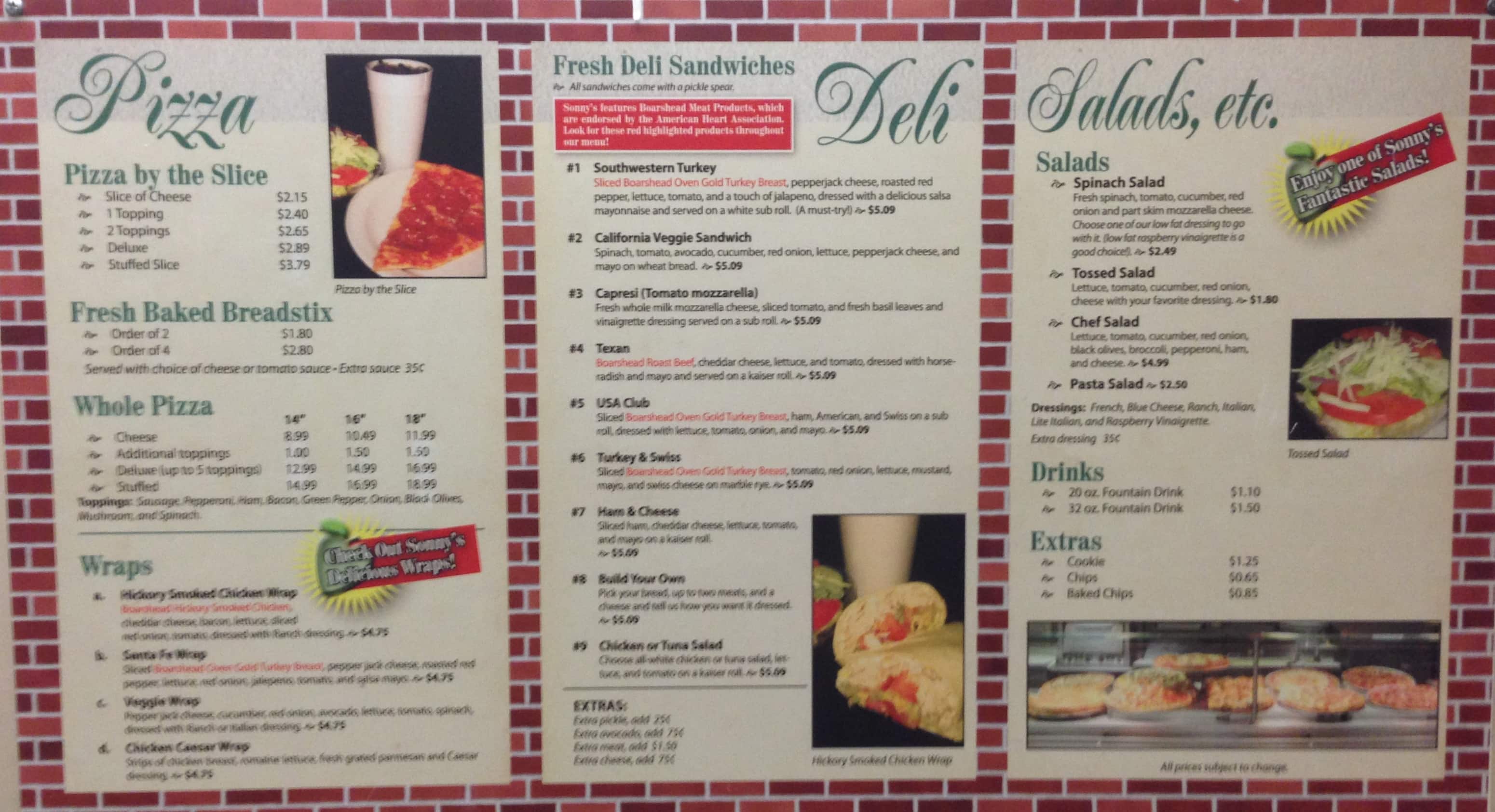 Menu at IU Health Methodist Cafeteria, Indianapolis