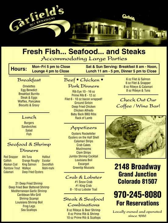 Garfield S Restaurant Pub Menu Urbanspoon Zomato Garfield S Restaurant Pub Menu