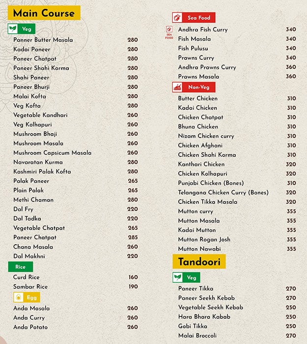 Menu at Eatalia dhaba, Secunderabad