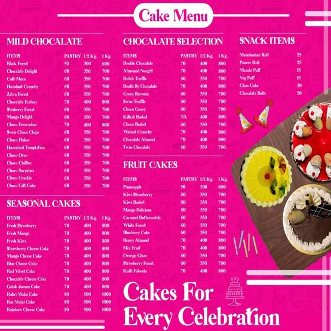 Menu of The Cake Your Choice, Dadar West, Mumbai