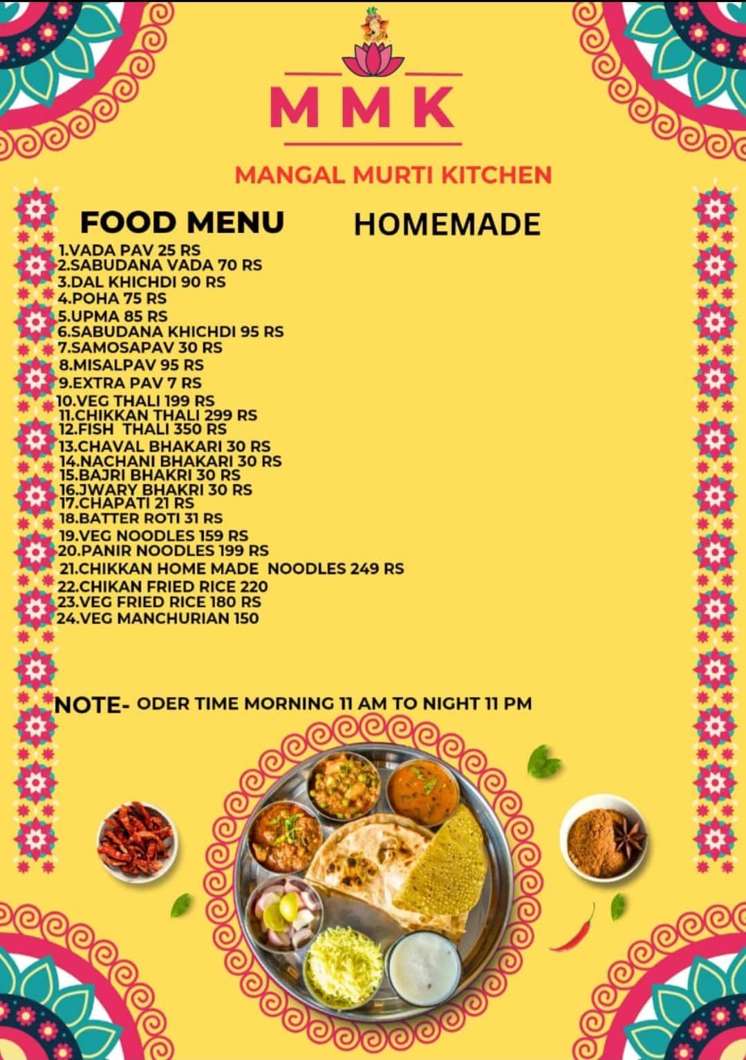 Menu of Mangal Murti Kitchen, Badlapur, Thane