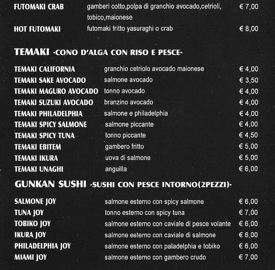 Menu di Yasuraghi 
