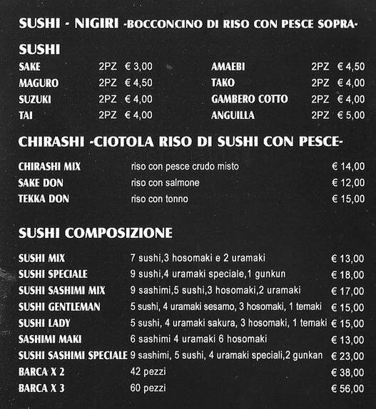 Menu di Yasuraghi 