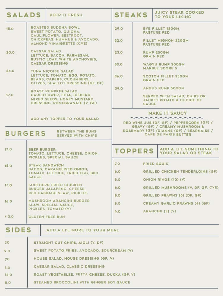 Menu at CLEVELAND TAVO pub & bar, Cleveland, QLD