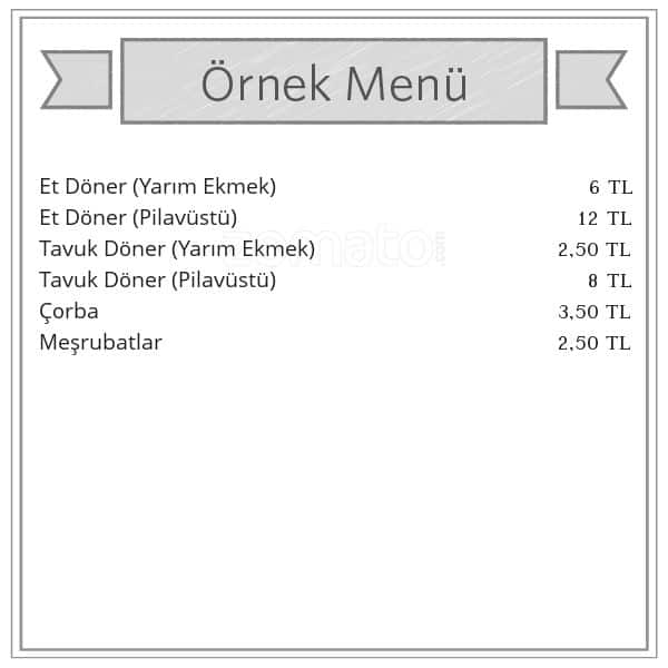Esma Menu Menu at Esma Sultan Döner, Istanbul