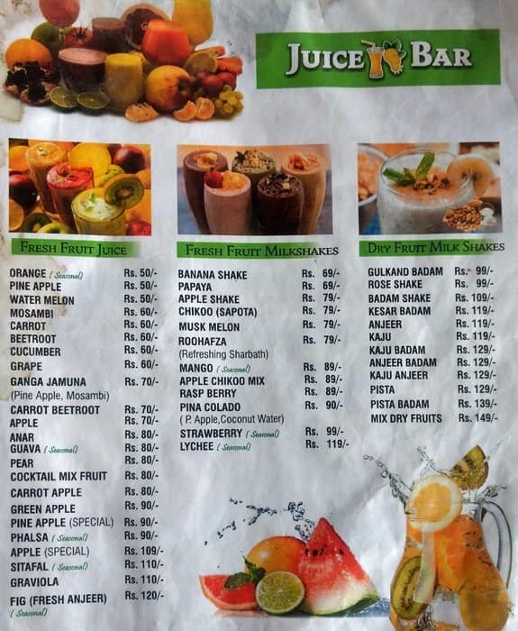 Juice Bar Menu, Menu for Juice Bar, L B Nagar, Hyderabad Zomato
