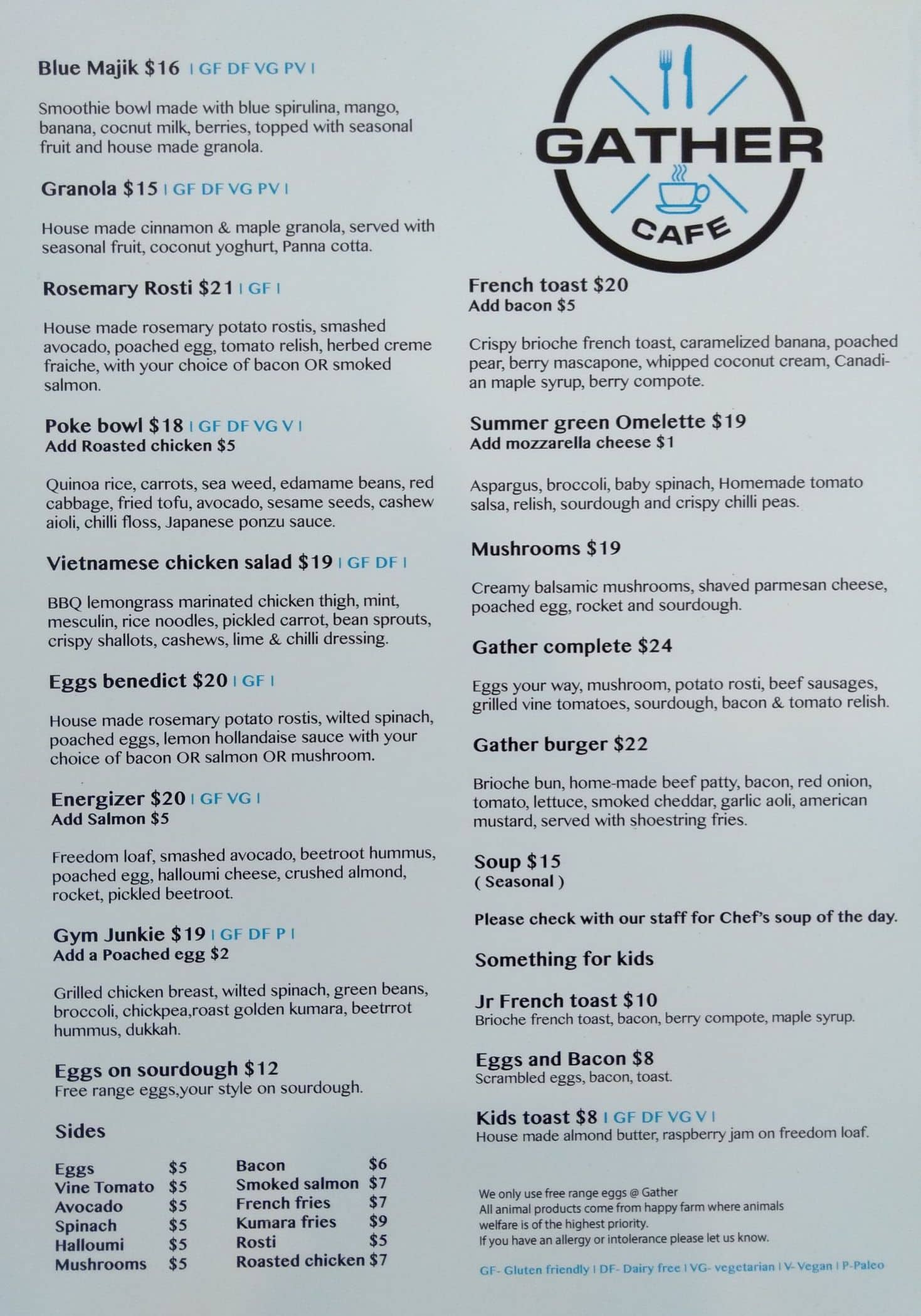 Gather Wholefoods Menu Menu For Gather Wholefoods Silverdale Auckland