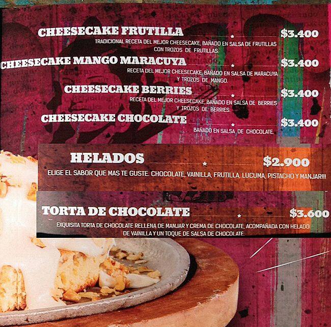 Tquila menu
