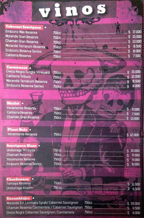 Tquila menu