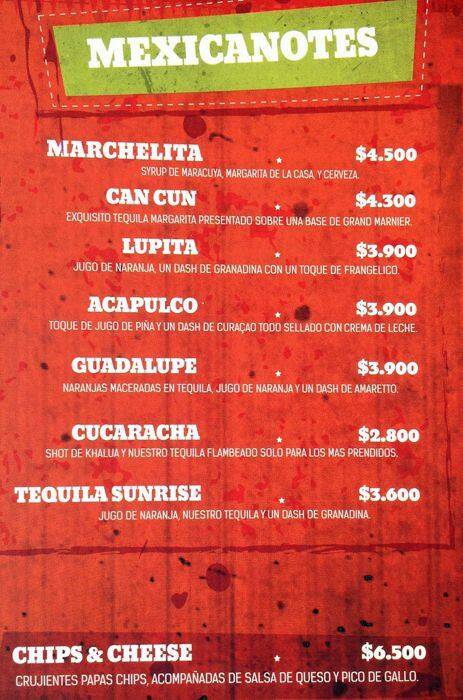 Tquila menu