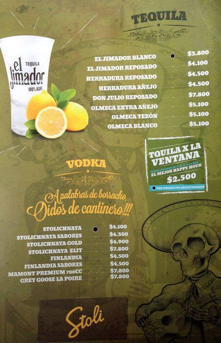 Tquila menu