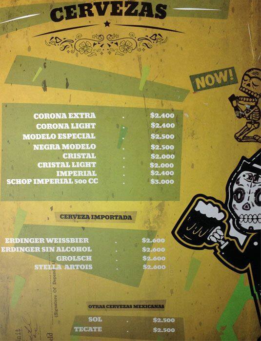 Tquila menu
