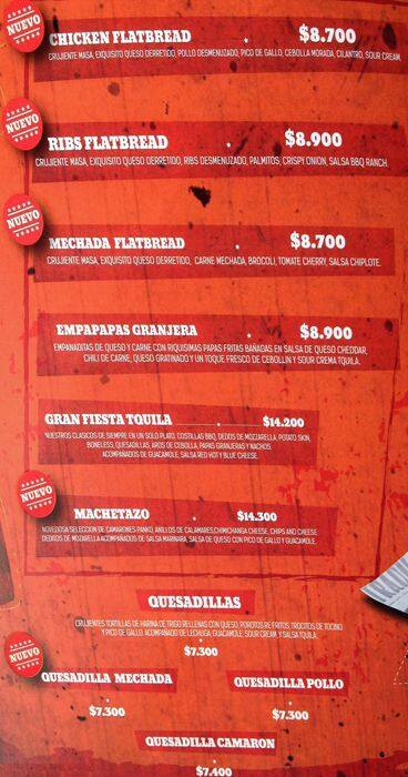 Tquila menu