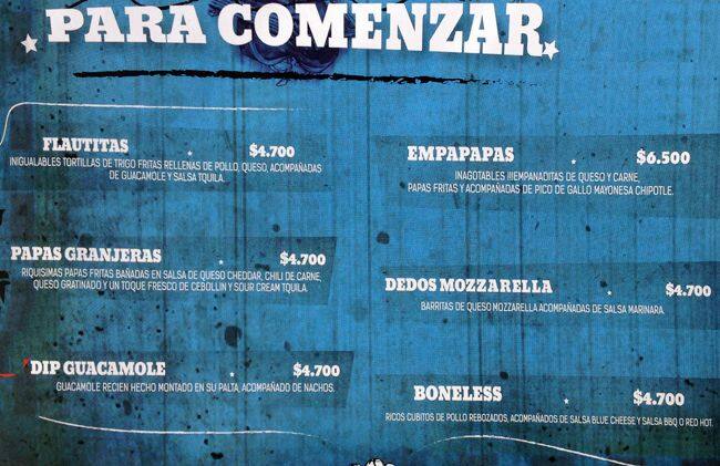Tquila menu