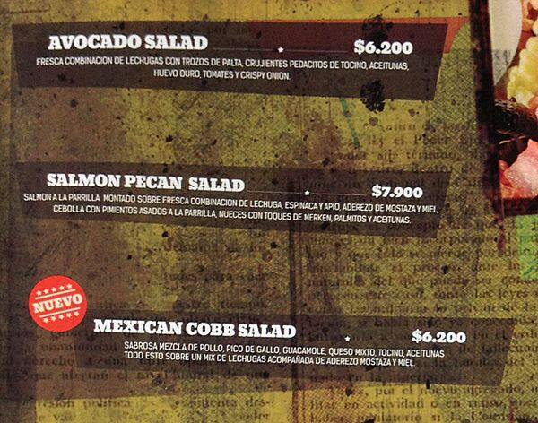 Tquila menu