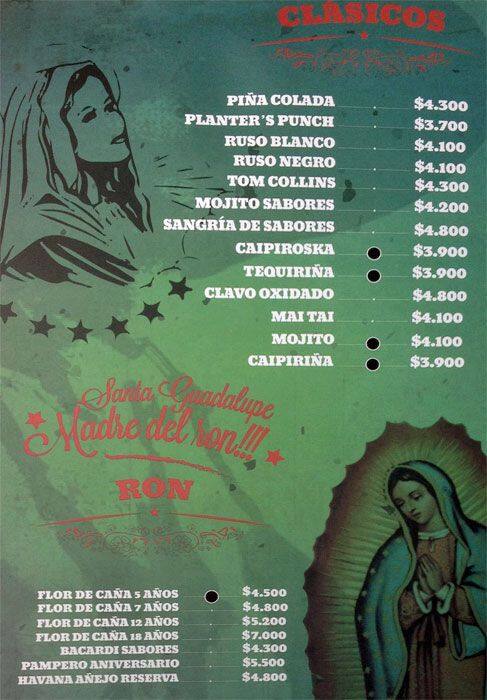 Tquila menu