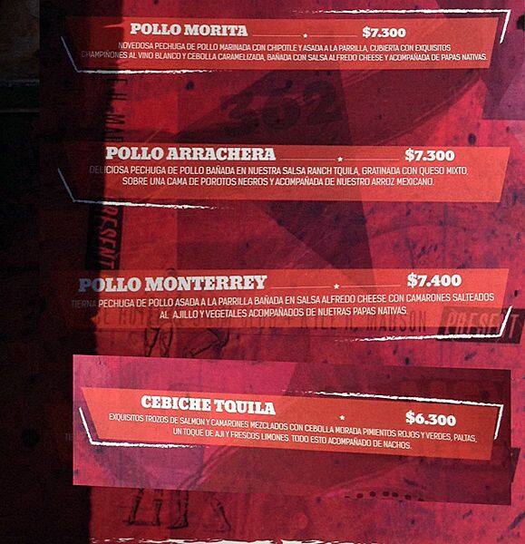 Tquila menu