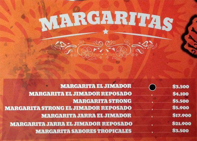 Tquila menu