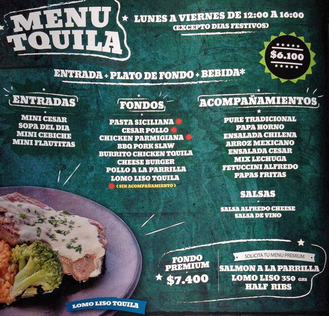 Tquila menu