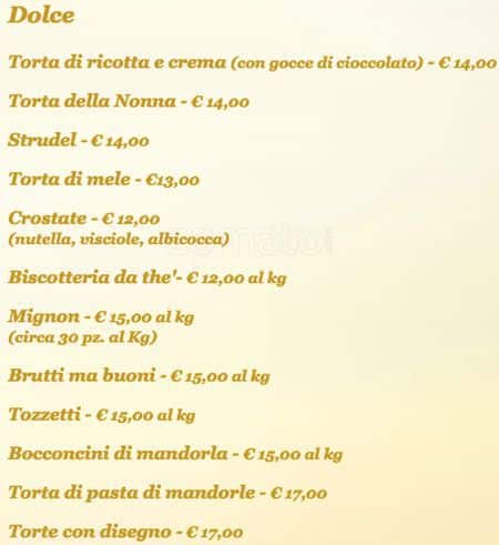 Menu di Pasticceria Cecere 
