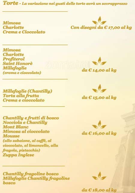 Menu di Pasticceria Cecere 
