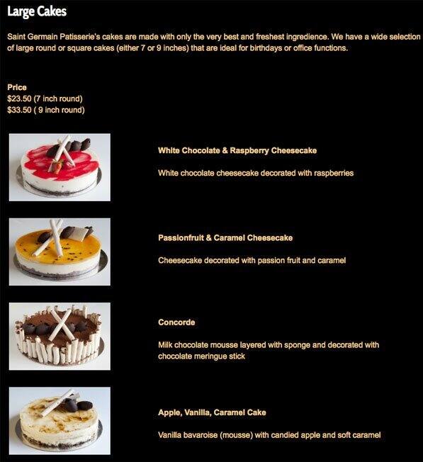 Saint Germain Patisserie Menu Menu For Saint Germain Patisserie Redfern Sydney