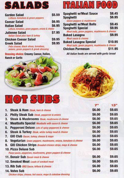 Poutine and Things menu