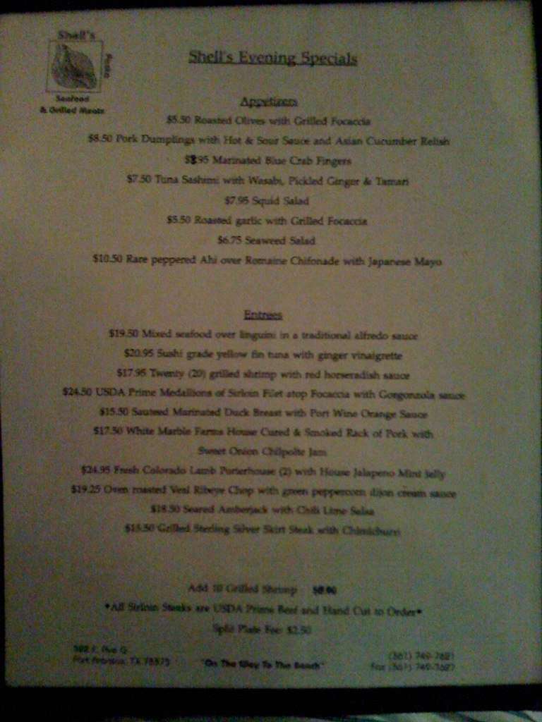 Shells Pasta & Seafood Menu Urbanspoon/Zomato