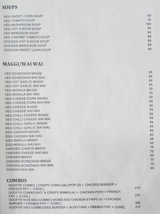 Goofys Chicken Shack Menu Menu For Goofys Chicken Shack Bally