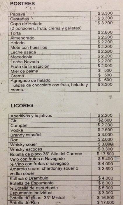 Mi Rancho menu