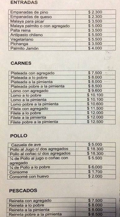 Mi Rancho menu