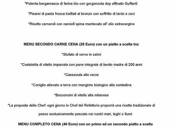 Menu di Refettorio 
