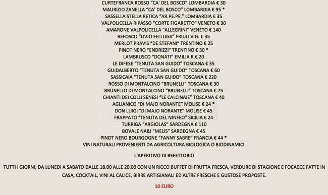 Menu di Refettorio 