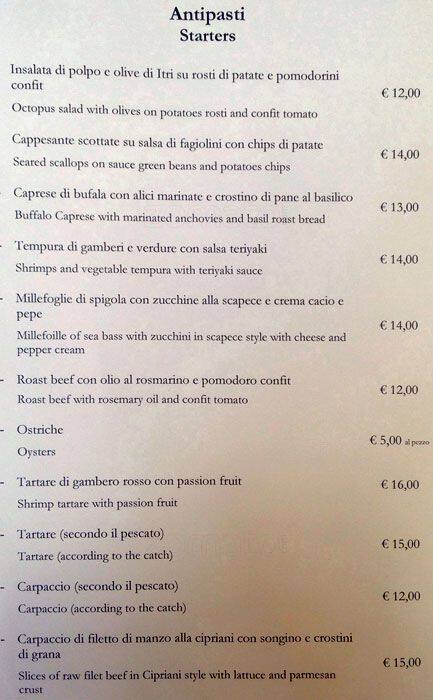 Menu di Ristorante La Pallacorda 