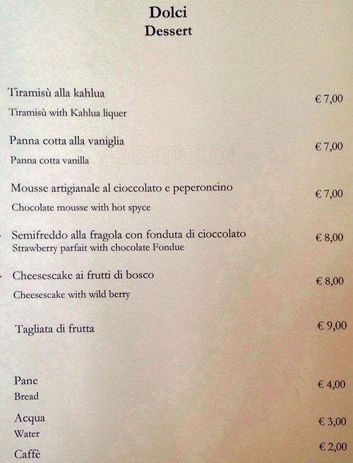 Menu di Ristorante La Pallacorda 